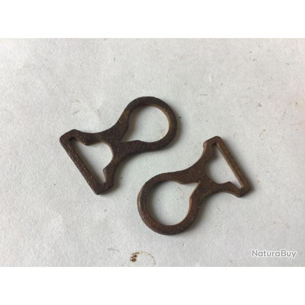 VENDU PAR LE-CUIRASSIER PAIRE DE BOUCLES DE JUGULAIRES DE CASQUE � POINTE (FER)