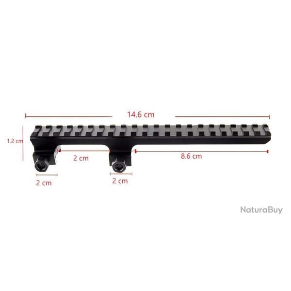R�hausse de rail picatinny (1,2cm) avec extension (14,6cm)