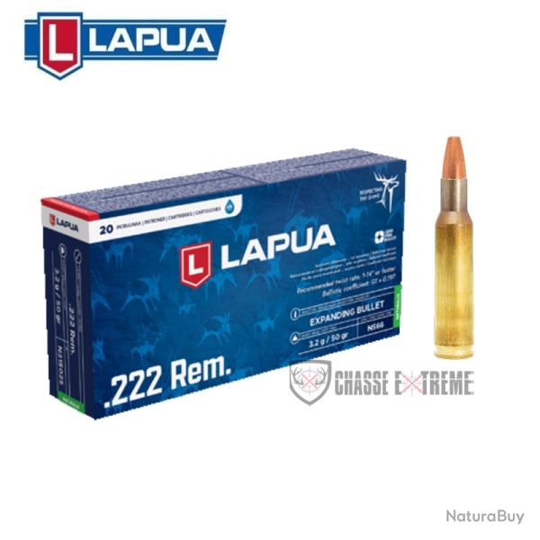 50 Munitions LAPUA Naturalis 50Gr Cal 222 Rem