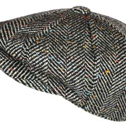 Casquette Gavroche en Laine Noire &agrave; Chevrons Style Anglais Vintage Surwal Taille unique Noir