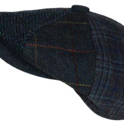 Casquette Gavroche en Laine Bleue Patchwork Style Anglais Vintage Surwal Taille unique Bleu