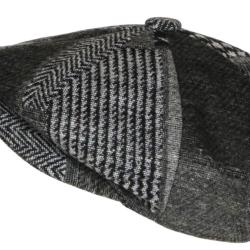 Casquette Gavroche Gris Patchwork en Laine Style Anglais Vintage Surwal Taille unique Gris