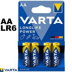VARTA Longlife Power AA LR6 1.5V - Blister 4 Piles Alcalines pour Manette et Jouet