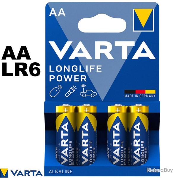 VARTA Longlife Power AA LR6 1.5V - Blister 4 Piles Alcalines pour Manette et Jouet