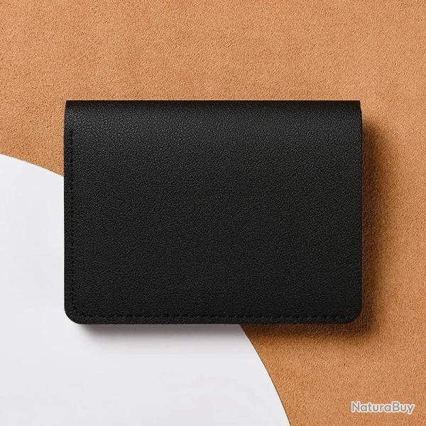 Portefeuille Noir fin avec porte-carte - Emplacement pour carte bancaire, permis de conduire, ... � 