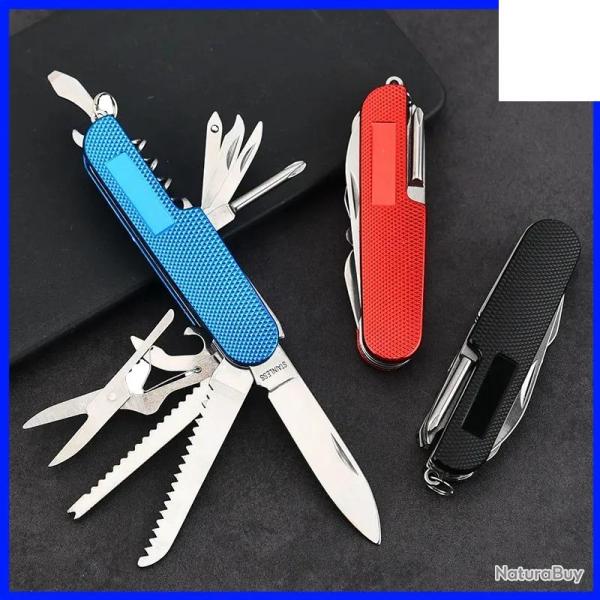 Couteau multifonction bleu polyvalent 11 en 1 en inox � personnaliser