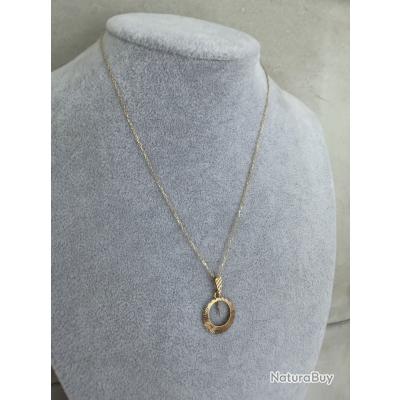 Collier Mi-long Avec Pendentif Soleil En Or 18 Carats Jaune - Occasion, Fabriqué En France