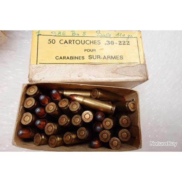 BOITE DE 50 MUNITIONS CALIBRE 30.222 CARTOUCHES CARBINE USM1 Categorie C XX