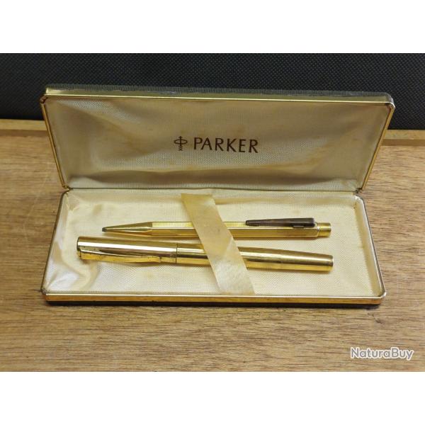 Ancien stylo plume WATERMAN tout plaqu� OR plume or 18K + �crin Parker + cadeau