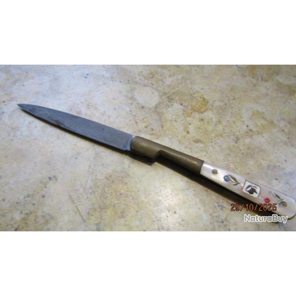 petite vendetta Corse inscriptions couteau traditionnel XX� Corsica imitation nacre Testa mora