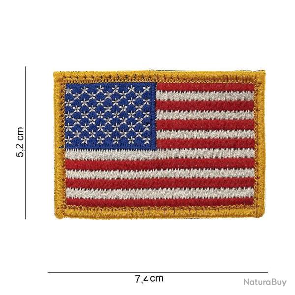 Patch tissu avec velcro "Drapeau USA" bordure jaune