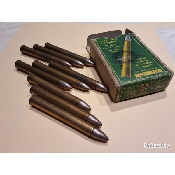Boite de 9 Cartouches 9,3x72 Mod.31 N� 185V Altdorf