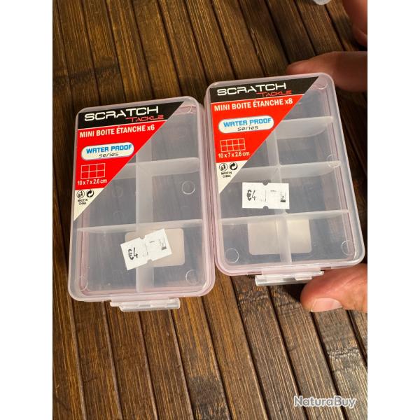 Lot de deux BO�TE P�che �TANCHE 6 compartiments Scratch Tackle