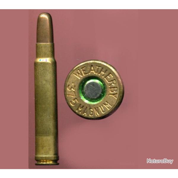 .375 Weatherby Magnum - balle cuivre pointe plomb - marquage : WEATHERBY 375 MAGNUM