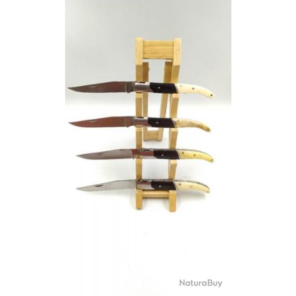 LOT DE 4 COUTEAUX DU CAMARGUAIS MANCHE OS ET CORNE DE TAUREAU 02180us