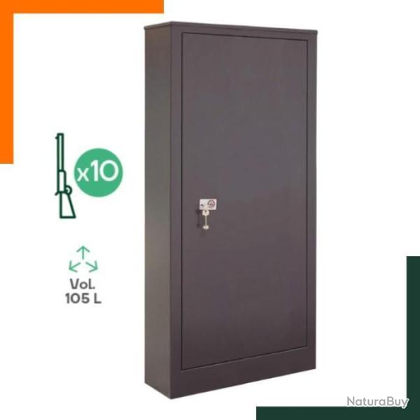 Armoire 10 fusils avec coffre int�rieur pour munitions et �tag�re porte-objets - Livraison gratuite
