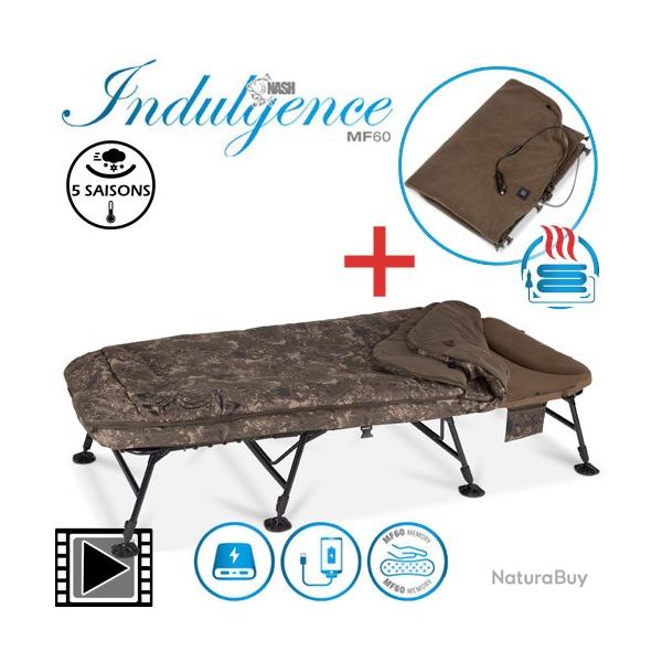 BF25 ! Bed Chair Nash MF60 Indulgence SS4 Wide MKII 8 pieds 5 saisons + Heated Blanket