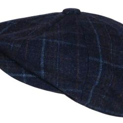 Casquette Gavroche Bleue en Laine &agrave; Carreaux Style Anglais Vintage Surwal Taille unique Bleu