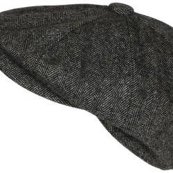 Casquette Gavroche Grise en Laine &agrave; Chevrons Style Anglais Vintage Surwal Taille unique Gris