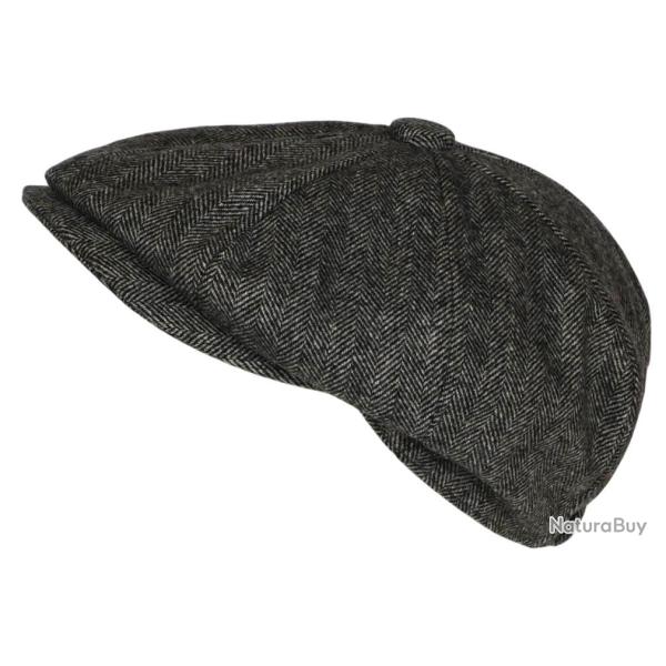 Casquette Gavroche Grise en Laine � Chevrons Style Anglais Vintage Surwal Taille unique Gris