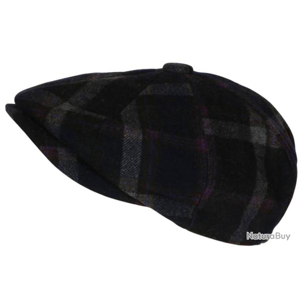 Casquette Gavroche Grise en Laine Carreaux Violets Style Anglais Vintage Surwal Taille unique Gris