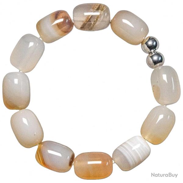 Bracelet en calc�doine - Grosses perles roul�es 1.5 cm