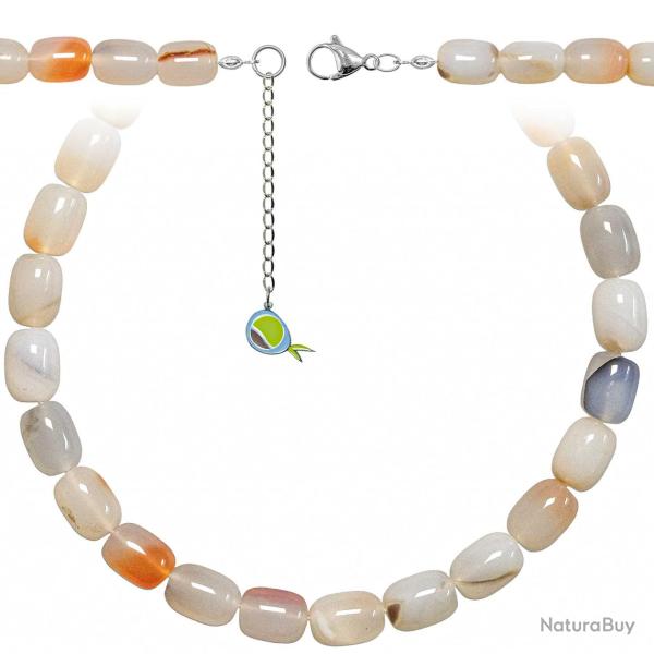 Collier en calc�doine - Grosses perles roul�es 1.5 cm - 55 cm