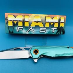 Couteau Rough Ryder Miami Fast Teal Lame Acier D2 Manche Aluminium Linerlock RR2639