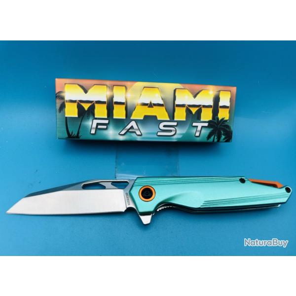 Couteau Rough Ryder Miami Fast Teal Lame Acier D2 Manche Aluminium Linerlock RR2639