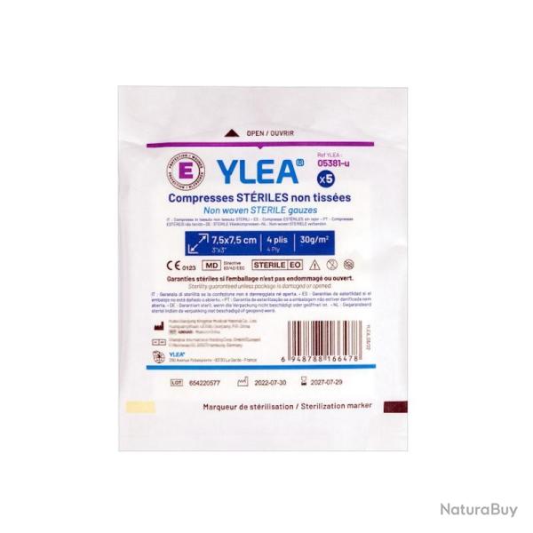 Compresses striles non tisses YLEA 7,5x7,5cm (lot de 5)