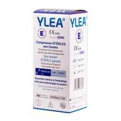 Boite de 50 sachets de compresses st&eacute;riles non tiss&eacute;es YLEA 7,5x7,5cm