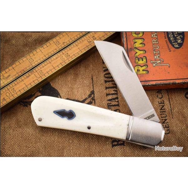 Couteau Rough Ryder Sheepfoot Barlow Lame Acier Inox Manches Os Blanc Slip Joint RR2708