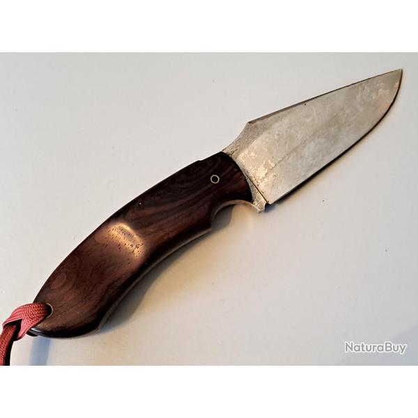 Magnifique petit couteau fixe artisanal par Guillaume GAUTUN (Yoyom), superbe bois, bel �tui