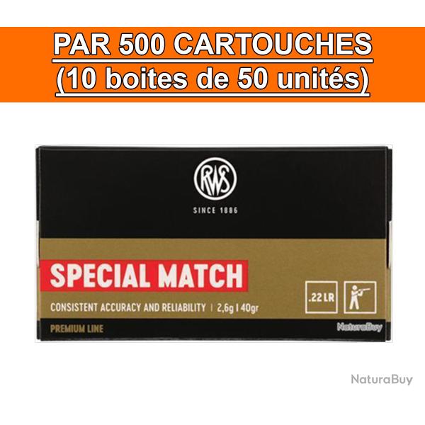 OFFRE SPECIALE - BOITE DE 500 CARTOUCHES RWS SPECIAL MATCH CAL.22LR 40GR
