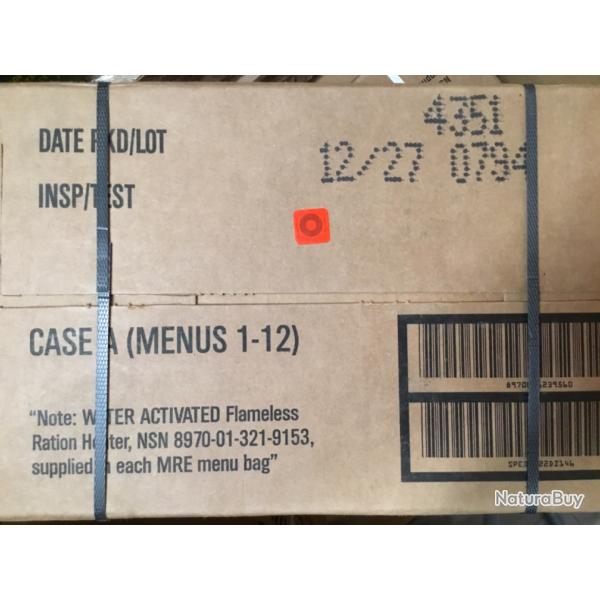 12 Rations de Combat am�ricaine MRE USA DLC 12/2027