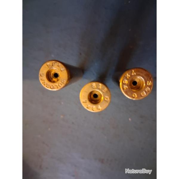 Douilles de 7 X 64  tir�es 1 fois