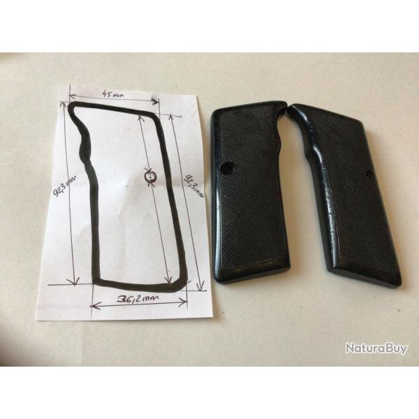 VENDU PAR LE-CUIRASSIER PAIRE DE PLAQUETTES BAK�LITE POUR PISTOLET D'ALARME