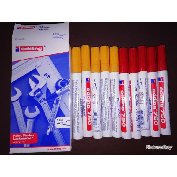 Boites de 10 feutres peinture Edding 750 pour marquage impacts