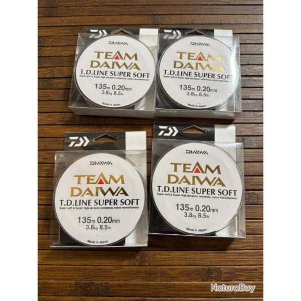 LOT DE 4  DAIWA monofilament TD SUPER SOFT MT.135 m 0,20mm FIL P�CHE MEILLEUR PRIX !!!!