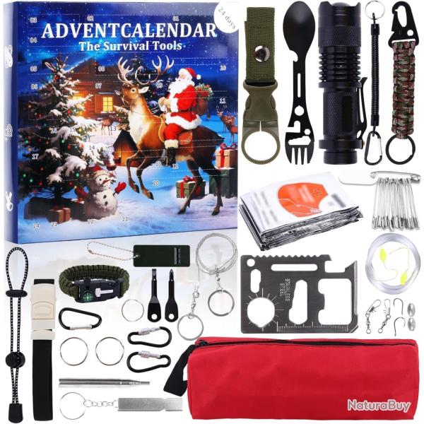 Calendrier de l'avent Chasse P�che Scout Aventure calendrier de No�l 24 pi�ces outils 2025