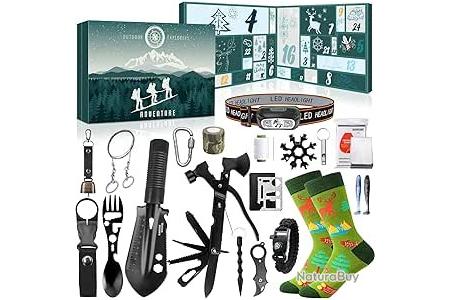 Angler Calendrier de l'Avent 2025-24 jours surprises avec accessoires de pêche pour adultes et adolescents | Calendrier de Noël pour hommes, papa