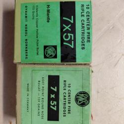 COLLECTION VINTAGE  LOT 2 BOITES VIDES  DE MUNITIONS RWS 7X57 MAUSER