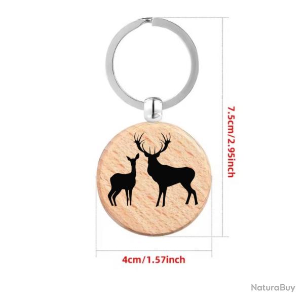Porte cl� chasse personnalis�e au choix ! Motif cerf et biche ou autre a1