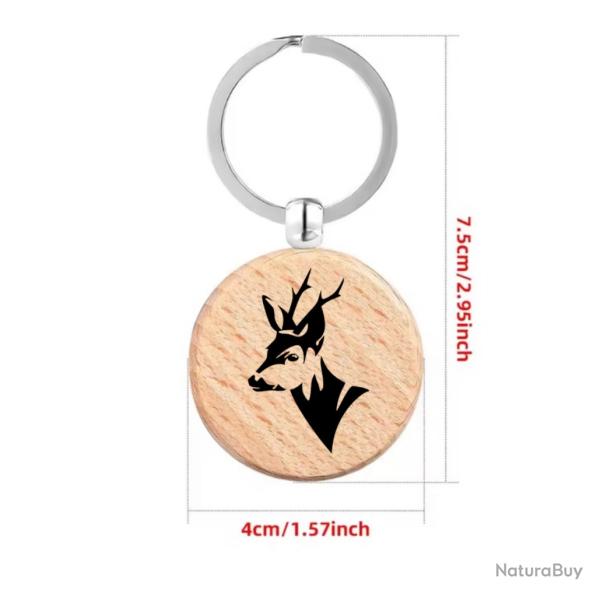 Porte cl� chasse personnalis�e au choix ! Motif t�te de brocard chevreuil  ou autre