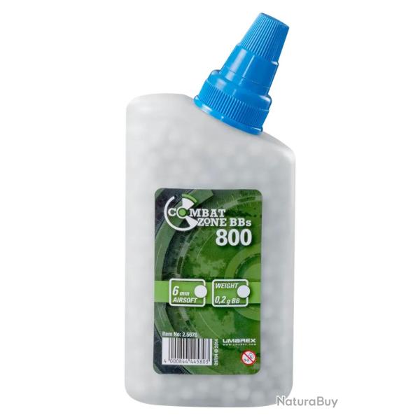 Billes pour arme BB Combat Zone - Blanche - 6 mm x800