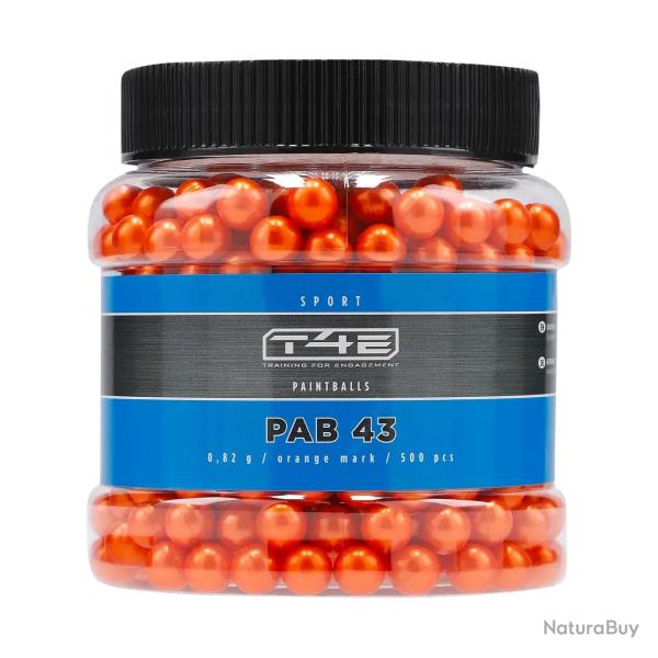 Billes pour arme de d�fense T4E Paintball Bio Orange - Cal. 43 x500