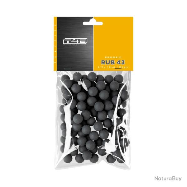 Billes pour arme de d�fense T4E Caoutchouc entrainement - Cal. 43 x100