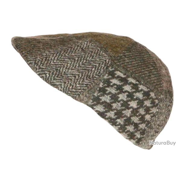 B�ret Casquette Plate Verte Patchwork en Laine Style Anglais Landwel Taille unique Vert