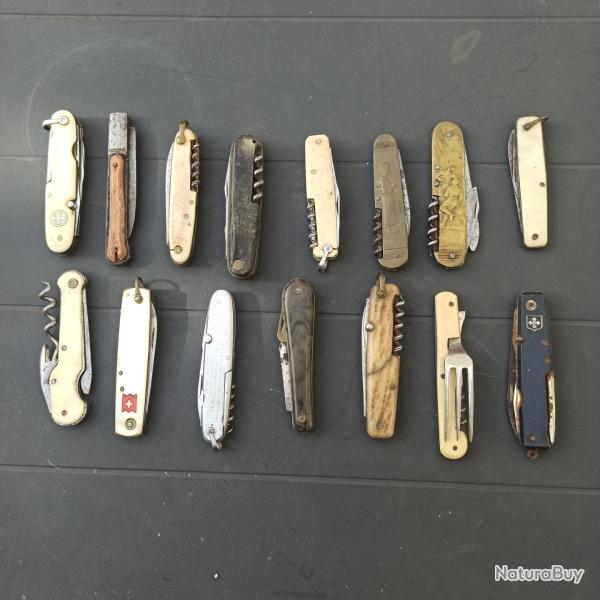 Lot indissociable de 15 couteaux pliants divers : Pradel, Girodias