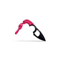 COUTEAU DE SURVIE KRILL WILDSTEER PARACORDE ROSE FLUO LAME EVID&Eacute;E